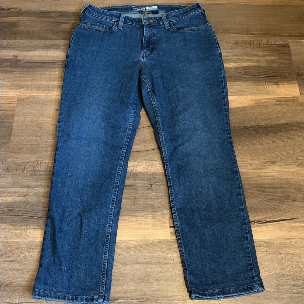 Womens Carhartt Dark Blue Straight Leg Denim Jeans Size 10 Regular